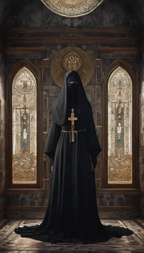 archimandrite,orthodoxy,carmelite order,hieromonk,the nun,benedictine,the abbot of olib,seven sorrows,the order of cistercians,nun,priest,vestment,nuncio,the prophet mary,orthodox,nuns,st catherine's monastery,abaya,greek orthodox,benediction of god the father,Illustration,Realistic Fantasy,Realistic Fantasy 43