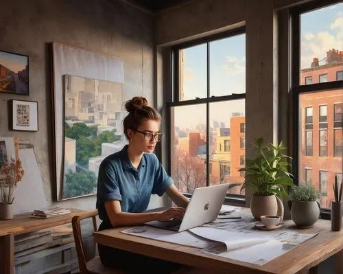 girl studying,girl at the computer,world digital painting,illustrator,blur office background,working space,girl drawing,digital painting,sci fiction illustration,secretarial,in a working environment,work at home,office worker,woman drinking coffee,background vector,work from home,photo painting,study,heatherley,telecommuter,Art,Classical Oil Painting,Classical Oil Painting 15