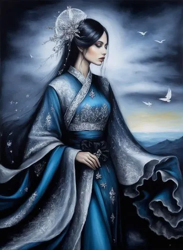 hanfu,kunqu,seimei,xufeng,xuanwei,longmei,jingqian,oriental princess,the snow queen,rongfeng,diaochan,suit of the snow maiden,xueliang,qingyi,yuanji,xuanxu,katara,xuanwumen,xiuqing,yongmei,Illustration,Abstract Fantasy,Abstract Fantasy 14