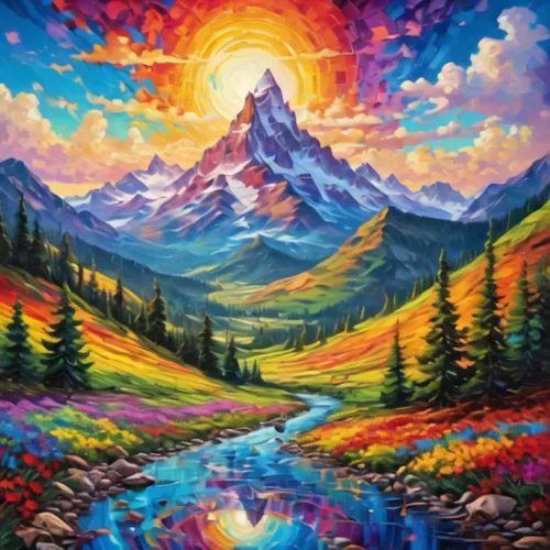 mountain landscape,mountain scene,landscape background,mountain sunrise,mountainous landscape,colorful background,nature background,alpine landscape,paisaje,autumn mountains,rainbow background,nature landscape,the landscape of the mountains,salt meadow landscape,panoramic landscape,mountains,mountain,high landscape,art painting,background colorful