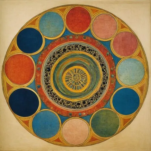 circular ornament,chromolithography,decorative plate,roundels,dharma wheel,maiolica,mandala,color circle,polychromy,roundel,mandalas,majolica,bontekoe,colour wheel,circle paint,circular pattern,round window,qazwini,plate,kylix,Art,Classical Oil Painting,Classical Oil Painting 43