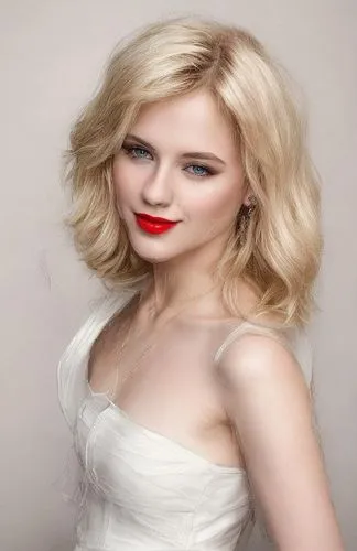 a portrait half body of a beautiful caucasian girl 25 years old blonde hair red lips wearing a white dress stand up in the city of Paris as background in 4k,red lips,red lipstick,white rose snow queen