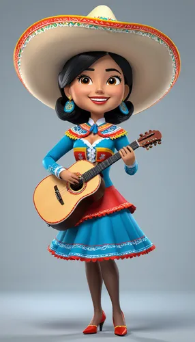 mariachi,sombrero,miguel of coco,pandero jarocho,cinco de mayo,la catrina,mexican culture,charango,mexican,adelita,miño,habaneras,coco,mexican mix,hula,moana,sombrero mist,mexican hat,rockabella,mexican tradition,Unique,3D,3D Character