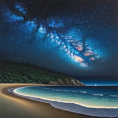 Milky Way Over Sand Beach #1,milky way,the milky way,milkyway,beach landscape,fraser island,coastal landscape,the twelve apostles,starry night,galaxy collision,mona vale,starry sky,the night sky,seasc