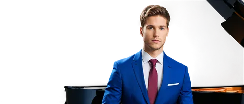 Elegant male anchor, news studio, formal wear, tie, suit, confident posture, microphone in hand, serious facial expression, softbox lighting, shallow depth of field, cinematic composition, orchestral 