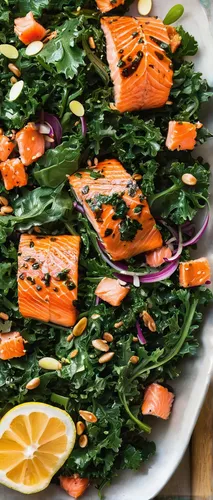 sea salad,rapini,carrot salad,salmon fillet,spinach salad,salmon,sockeye salmon,swiss chard,smoked salmon,beet greens,arugula,cut salad,green salad,water spinach,gremolata,wild salmon,lacinato kale,salmon-like fish,kale,saladitos,Illustration,Paper based,Paper Based 06