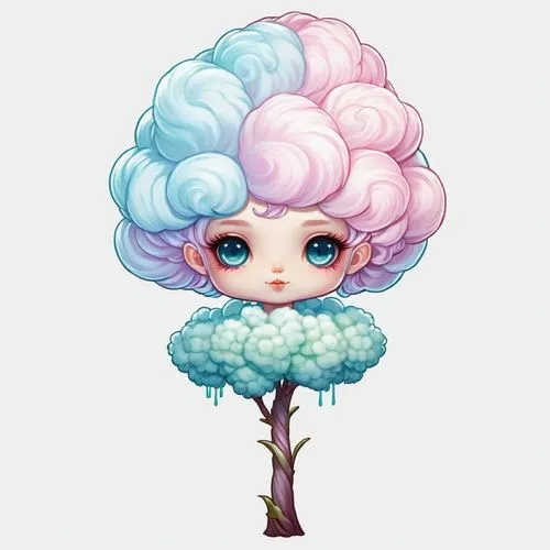 tree mushroom,linden blossom,cloud mushroom,cauliflower jellyfish,puffball,puffballs,Illustration,Abstract Fantasy,Abstract Fantasy 11