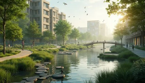 nieuwegein,hafencity,waterfront,europan,harborfront,biopolis,zoetermeer,waterplace,waterweg,songdo,westhaven,3d rendering,amstelveen,urban park,zorlu,mvrdv,riverbank,gotenhafen,sanlitun,schimanek,Photography,General,Realistic