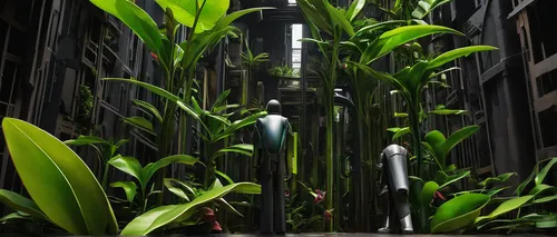 Imagine a dystopian future where Justicia Brandegeana is the last remaining plant on Earth.,bamboo plants,tunnel of plants,plant tunnel,green plants,lucky bamboo,green plant,botanical square frame,wat