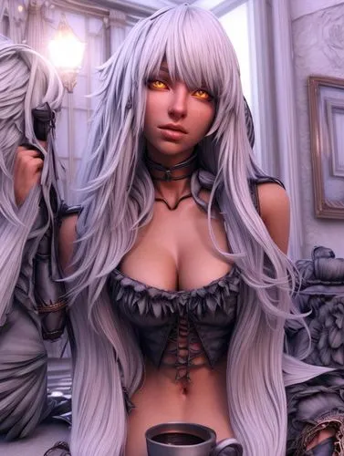 nier,drakengard,sirotka,altera,yagyu,doll looking in mirror