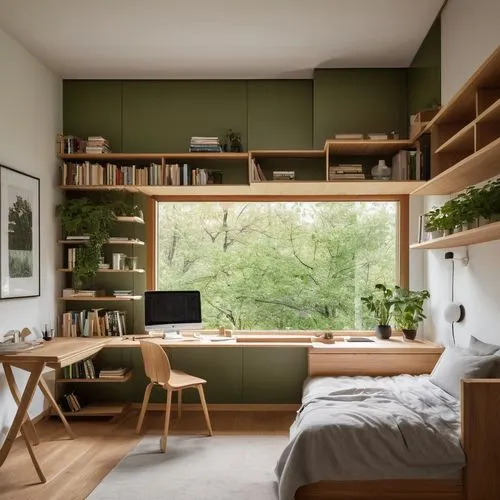 modern room,green living,danish room,nook,bookcases,bookcase,bookshelves,scandinavian style,shelving,roominess,bookshelf,writing desk,greenhaus,kamer,roomier,appartement,shared apartment,wooden shelf,greenhut,chambre,Photography,General,Natural