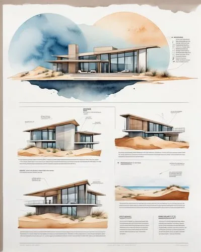 dunes house,renderings,sketchup,habitaciones,floating huts,revit,Unique,Design,Infographics