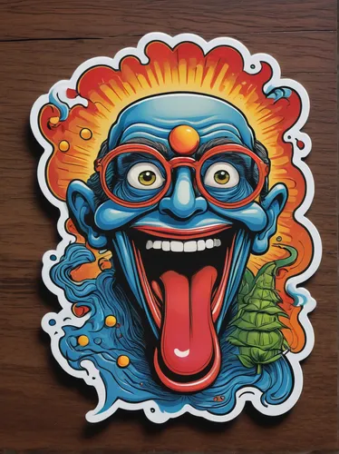 sticker,clipart sticker,laugh sign,stickers,mandrill,laughing buddha,theyyam,automotive decal,vector illustration,vector graphic,comedy tragedy masks,fire eater,exploding head,adobe illustrator,skateboard deck,door knocker,sound studo,anaglyph,glass painting,caricaturist,Illustration,Abstract Fantasy,Abstract Fantasy 21