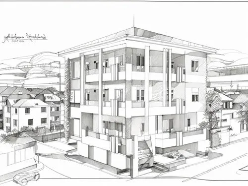 Architectural Drawing Sketch,house drawing,architect plan,street plan,kirrarchitecture,orthographic,houses clipart,technical drawing,condominium,kubny plan,multi-story structure,new housing developmen