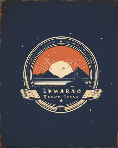 Develop a retro-inspired space logo with a nostalgic and vintage feel.,sward,sailing saw,seesaw,rescue and salvage ship,skywatch,spacewalks,seafarer,resaw,caravel,sloop-of-war,vintage background,salva