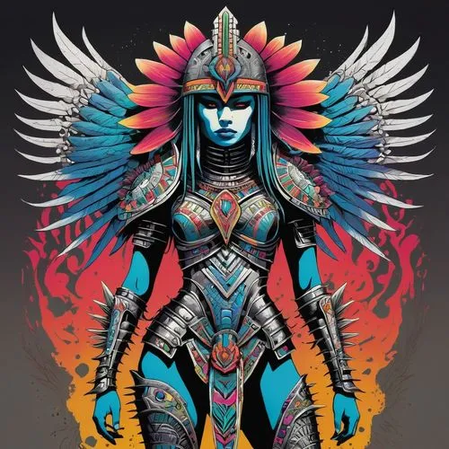 neon body painting,garuda,fenix,warrior woman,akasha,dakini,Illustration,Paper based,Paper Based 19