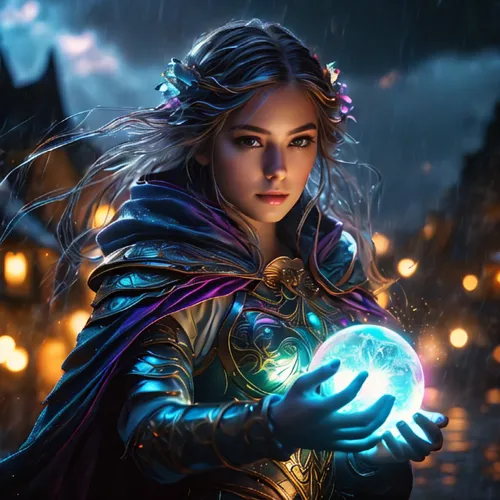 blue enchantress,sorceress,fantasy art,the enchantress,fantasy picture,fantasy portrait,mage,dodge warlock,summoner,libra,fantasy woman,mystical portrait of a girl,heroic fantasy,crystal ball,cg artwork,zodiac sign libra,games of light,magical,violet head elf,sci fiction illustration,Photography,General,Fantasy