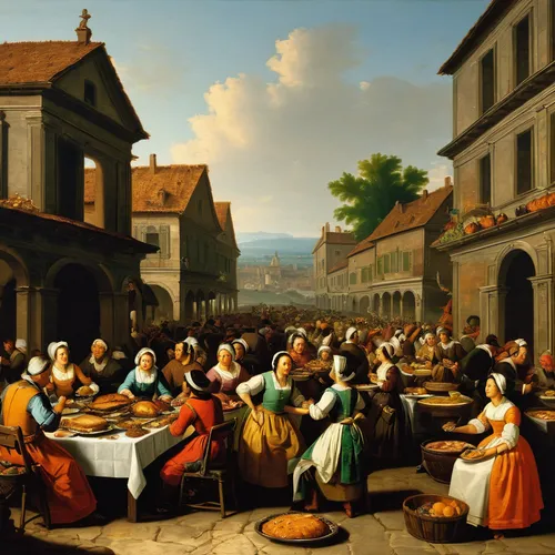 Depict a Thanksgiving feast showcasing a delicious spread of traditional dishes and desserts.,viennese cuisine,restaurant bern,bellini,tavern,medieval market,wine tavern,a restaurant,the market,bistro