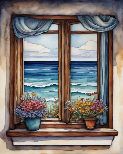 window with sea view,window,ocean view,sicily window,window front,seaside view,the window,window with shutters,window to the world,window curtain,watercolor frame,front window,bedroom window,sea landscape,wooden windows,french windows,window treatment,sea view,window view,bay window,Conceptual Art,Daily,Daily 34