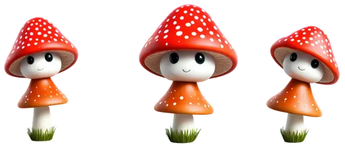 Cartoon style, colorful magic mushroom, big cap, white stem, red and white polka dots, sparkles around, glowing eyes, whimsical, fantasy, 3D render, vibrant colors, soft focus, close-up shot, central 