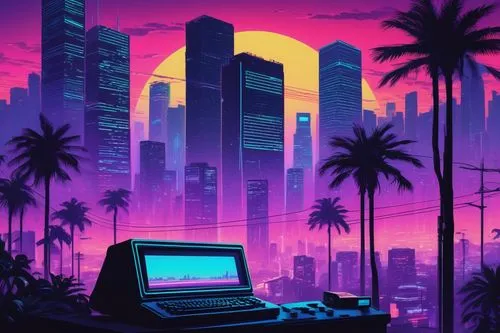 80s,cyberpunk,80's design,retro,aesthetic,1980's,1980s,retro background,miami,atari,retro styled,1986,retro technology,c64,nostalgic,1982,purple wallpaper,cyber,dusk,futuristic,Illustration,Vector,Vector 11