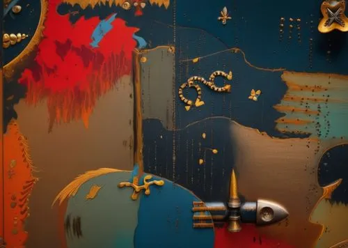 gilding,gold paint stroke,gold paint strokes,lacquer,gold lacquer,gold wall,gold foil art,metallic door,enamelled,bronze wall,gold leaf,abstract gold embossed,gold foil shapes,polychrome,enamel,motifs of blue stars,meticulous painting,detail,panoramical,amano,Photography,General,Realistic
