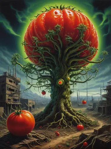 tangerine tree,calabaza,persimmon tree,halloween background,jack o'lantern,jack o' lantern,Illustration,Realistic Fantasy,Realistic Fantasy 08