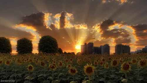 sunflower field,sunflowers,sun flower,sun flowers,helianthus sunbelievable,the netherlands,flower in sunset,stored sunflower,sunflower,sunburst background,angel's trumpets,sunburst,sun daisies,solar field,natural phenomenon,god rays,sunflowers and locusts are together,golden sun,south korea,vegetables landscape,Light and shadow,Landscape,Autumn