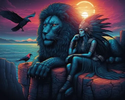 kaw,the sphinx,eagle illustration,two lion,shamanic,fantasy picture,aztlan,sphinx pinastri,niobe,illiniwek,sphinx,lions couple,sekhmet,shamanism,chimeras,ndn,fantasy art,native american,american india