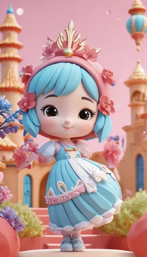 rem in arabian nights,fairy tale character,rosa ' the fairy,child fairy,cute cartoon character,flower fairy,rosa 'the fairy,little girl fairy,stylized macaron,candy island girl,fairy queen,fairy world,artist doll,evil fairy,clay animation,princess sofia,fairytale characters,tumbling doll,clay doll,cinderella,Unique,3D,3D Character