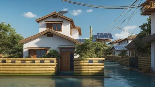 floating huts,cube stilt houses,seasteading,stilt houses,holiday villa,ecovillages,Photography,General,Realistic