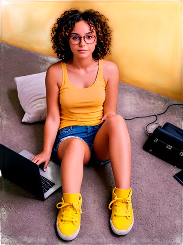 sinjin,cosima,yellow,girl at the computer,girl sitting,yellow purse,geek,miseducation,little yellow,geeky,yellow color,goldbergs,degrassi,sitting,kangna,hamulack,girl studying,jenji,lyonne,on the phone,Unique,Design,Knolling