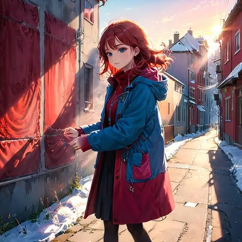 kumiko,mitsuru,winter background,mei,winter clothes,winterblueher,Anime,Anime,General