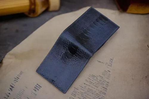 a blue card case sitting on top of an open book,kozuka,photoengraving,embossing,embossed rosewood,delamination,milled