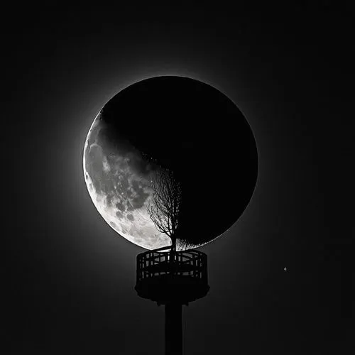 hanging moon,streetlamp,dobsonian,street lamp,moonwatch,earthshine,moonshot,moonstruck,iron street lamp,moonglow,street light,lunar,lamppost,moon,floodlight,streetlight,the moon,streetlamps,occultation,lunar phase,Photography,Black and white photography,Black and White Photography 01