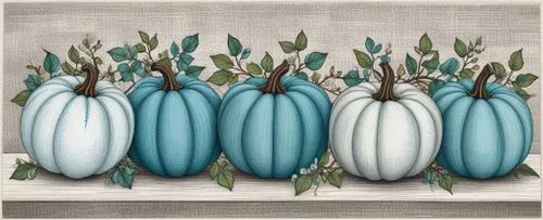 three blue pumpkins sit on a white surface,decorative squashes,decorative pumpkins,ornamental gourds,striped pumpkins,gourds,calabazas