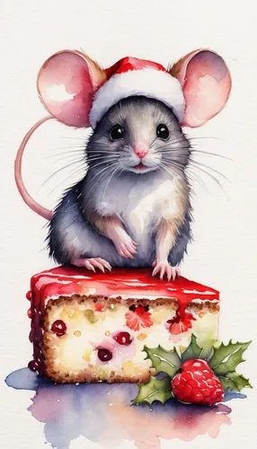 ratatouille,christmas snack,christmas pastry,mouse bacon,christmas menu,christmas food,christmas sweets,meadow jumping mouse,holiday food,christmas cake,christmas animals,field mouse,wood mouse,white footed mouse,color rat,lab mouse icon,straw mouse,watercolor christmas background,mouse,musical rodent,Conceptual Art,Fantasy,Fantasy 11