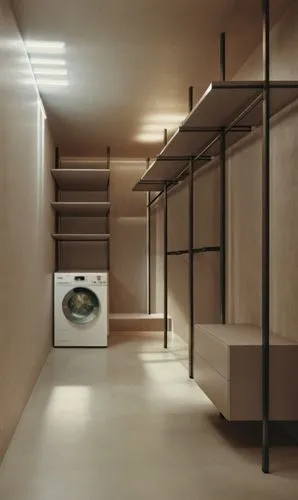 an empty hallway between two shelves with clothes,closets,humidor,walk-in closet,habitaciones,wardrobes,schrank,Photography,General,Realistic