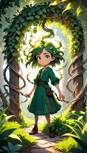 fae,forest clover,forest background,merida,robin hood,druid,acerola,throwing leaves,adventurer,druid grove,forest path,in the forest,girl with tree,green garden,dryad,forest man,green wallpaper,game illustration,forest dragon,the wanderer,Anime,Anime,Cartoon