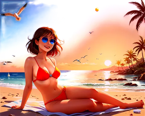 summer background,beach background,asahina,summer icons,verano,vacansoleil,the beach pearl,candy island girl,beach scenery,aloha,ritsuko,haulover,summer feeling,summer day,cabarete,bahama,beachcomber,retro background,dream beach,summer,Illustration,Japanese style,Japanese Style 03