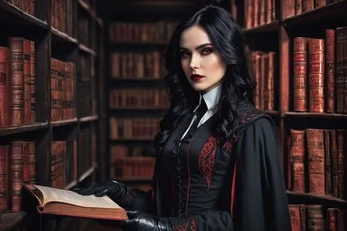 librarian,gothic woman,bibliophile,spellbook,gothic portrait,vampire woman,dhampir,grimoire,vampire lady,book wallpaper,maleficarum,headmistress,pureblood,magic grimoire,gothic style,saraya,vampyres,volturi,vampy,vampyre,Illustration,Realistic Fantasy,Realistic Fantasy 42