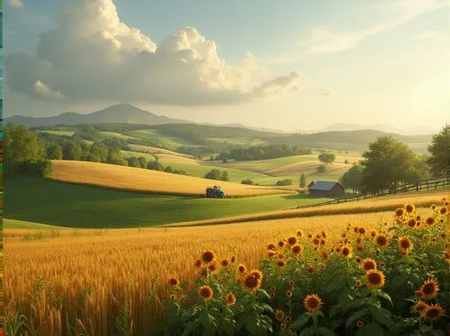 meadow landscape,landscape background,sunflower field,rural landscape,nature background,beautiful landscape,farm landscape,summer meadow,countryside,wheatfield,toscane,nature landscape,home landscape,bucolic,meadow in pastel,paysage,yellow grass,windows wallpaper,tuscany,background view nature,Photography,General,Realistic