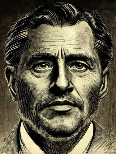 A man with a noble face
About 30+ years old with good and sharp eyes
Hair combed back in a 1948 style,two face,abraham lincoln,godfather,lincoln blackwood,john doe,gentleman icons,portrait background,