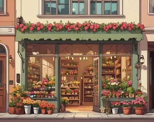 flower shop,florist,flower stand,watercolor shops,florists,flower booth,Illustration,Children,Children 04