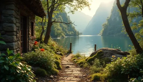 hallstatt,plitvice,lake bled,hiking path,lake como,beautiful landscape,pathway,lake lucerne,beautiful lake,landscapes beautiful,walkway,nature wallpaper,the mystical path,seton lake,seclude,lake annecy,alpsee,natural scenery,nature landscape,wooden path,Photography,General,Realistic