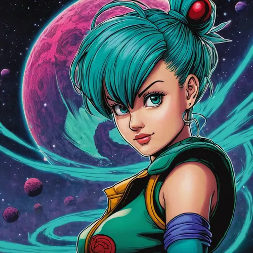 uranus,cg artwork,pompadour,nova,fantasia,cosmos,juno,aurora,teal digital background,luna,lunar,navi,cassiopeia,rosa ' amber cover,vector illustration,cynara,angelica,vector art,dragonball,rockabella,Illustration,Realistic Fantasy,Realistic Fantasy 25