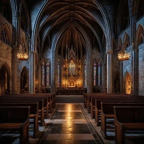 Cathedral hall,rows of pews in an old looking church,sanctuary,presbytery,transept,interior view,altar,interior,choir,the interior,ecclesiatical,ecclesiastical,chancel,cathedral,gesu,nave,duomo,gothic