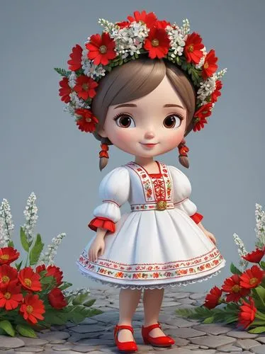 flamenca,girl in a wreath,russian folk style,folk costume,habanera,rosalinda,Unique,3D,3D Character