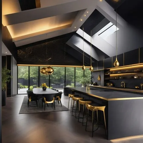 BLACK THEME ,HIGHLY LUXURIOUS BLACK WITH SOME GOLD INTERIOR ,ULTRA 32K REALISTIC,modern kitchen interior,modern kitchen,kitchen design,modern minimalist kitchen,interior modern design,kitchen interior