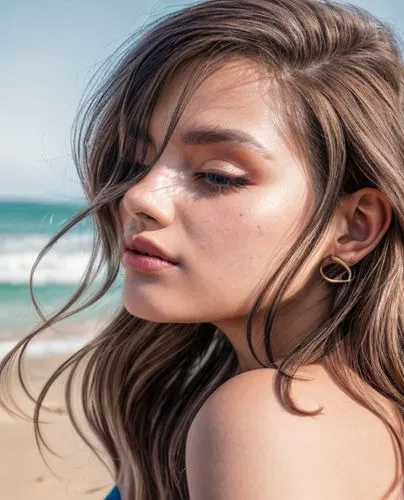 beach background,side face,earrings,semi-profile,profile,girl on the dune,beach shell,lily-rose melody depp,portrait photography,half profile,sand waves,model beauty,beautiful young woman,jaw,natural cosmetic,malibu,sea breeze,earring,skin texture,female model,Common,Common,Photography,Common,Common,Photography